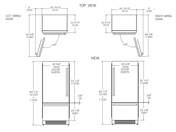 36 Built-in Bottom Mount Refrigerator with Ice Maker | Bertazzoni